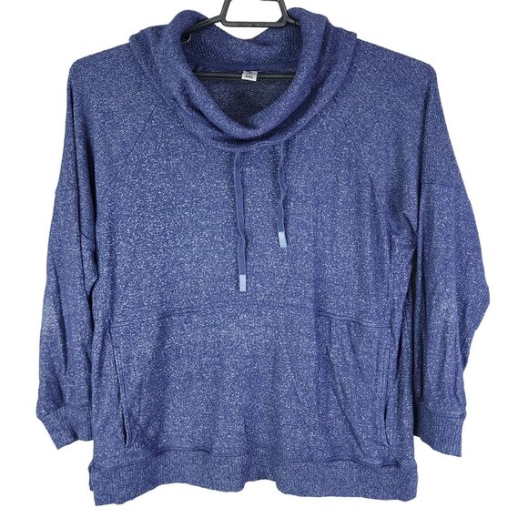 Favorite Tops - Womens Blue Favorite Lounge Top Shirt Cowl Neck & Pockets Long Sleeve Size XXL